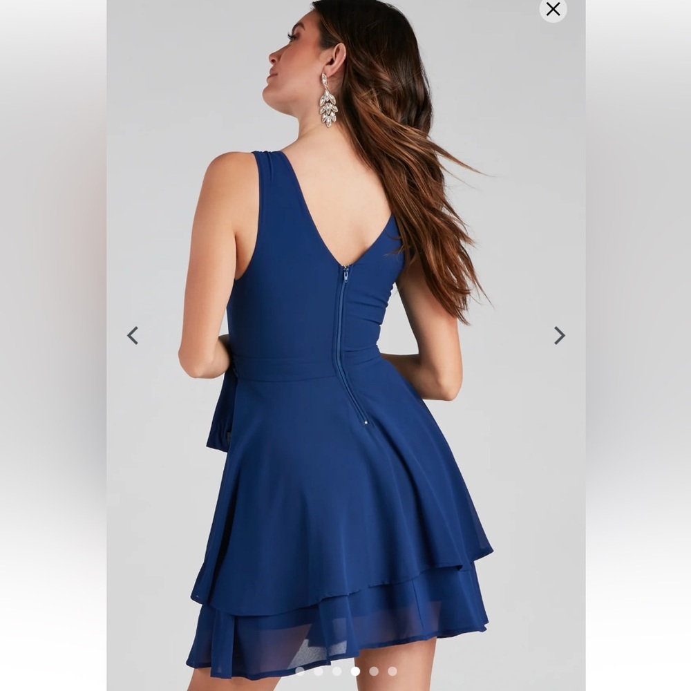 Windsor Effortless Vibes Chiffon Skater Dress, navy blue, size XS, new! - Picture 12 of 12